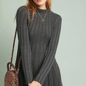 Anthropologie Charcoal Cable Knit Sweater